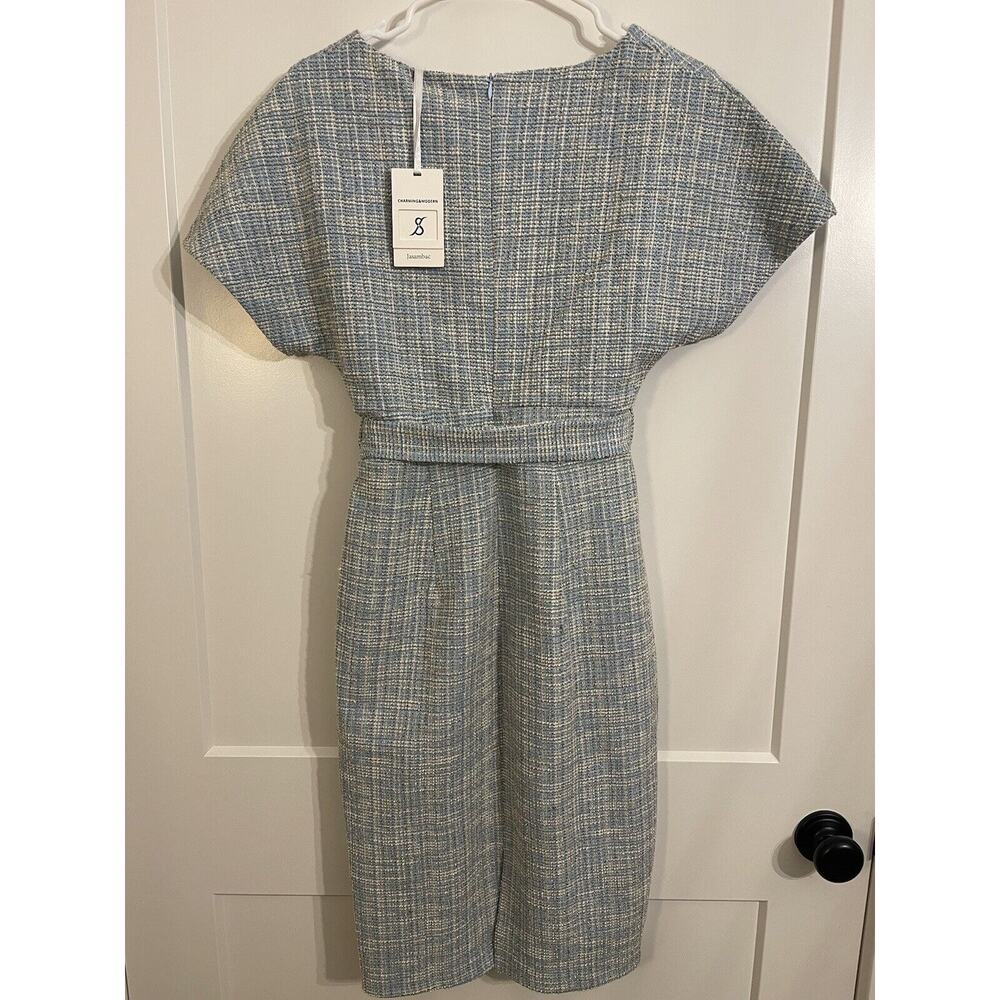 Jasambac Women’s Small Belted Dress Blue NWT Office Vixen - Picture 11 of 12
